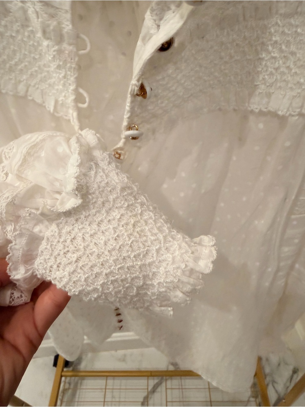 Zimmermann White Sheer Lace Dot-Print Candescent top - Picture 8 of 8